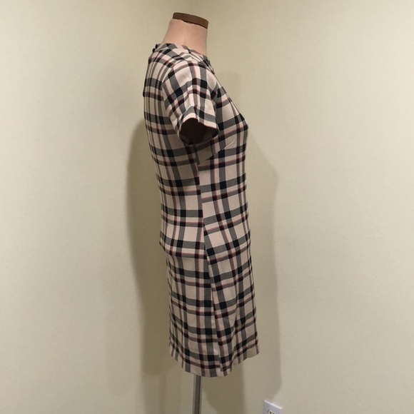 Anthropologie Sanctuary Dress Size Small Petite SP Tan Tartan Plaid Bodycon Mini - Picture 3 of 8